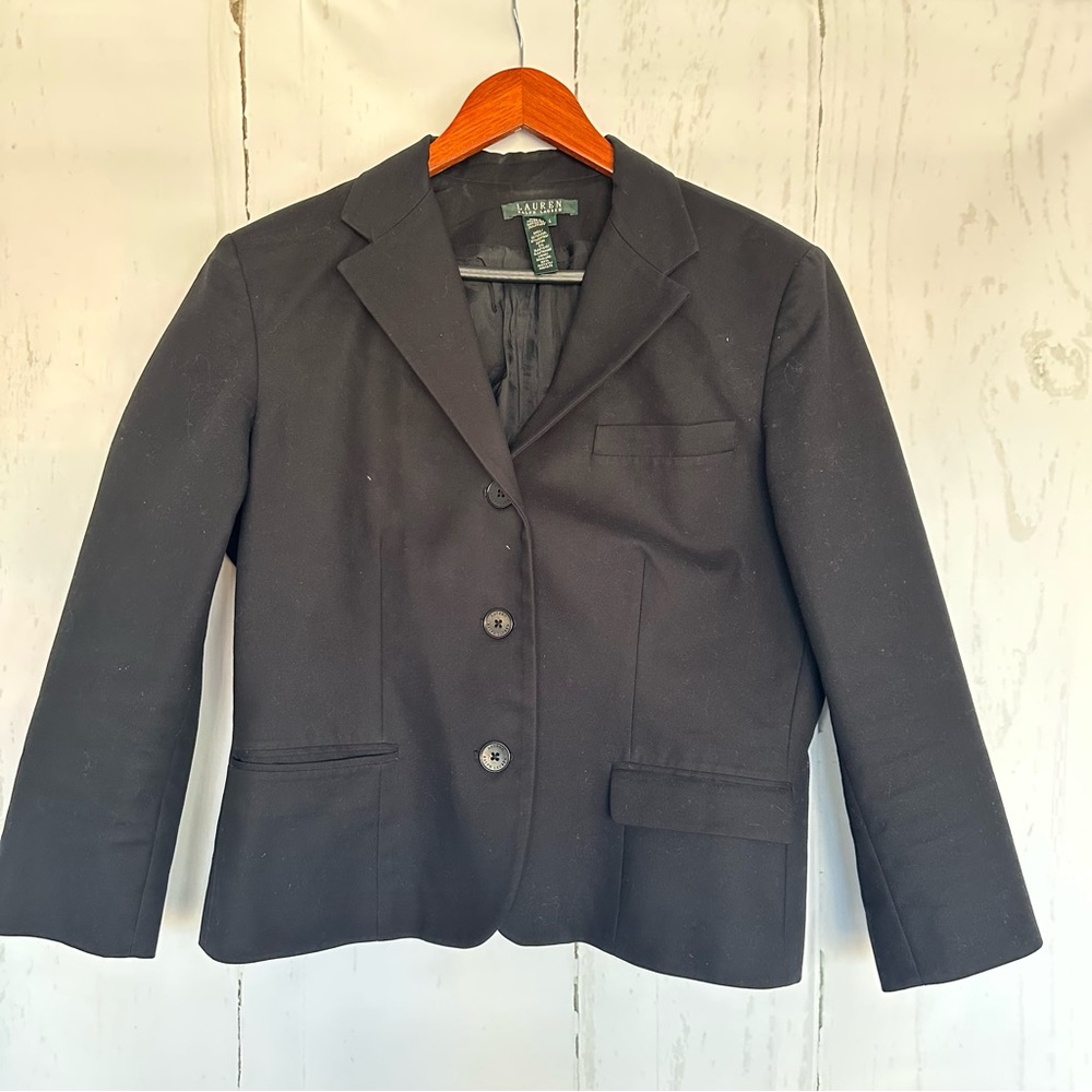 LAUREN RALPH LAUREN Womens Black Career Work Blazer Large L